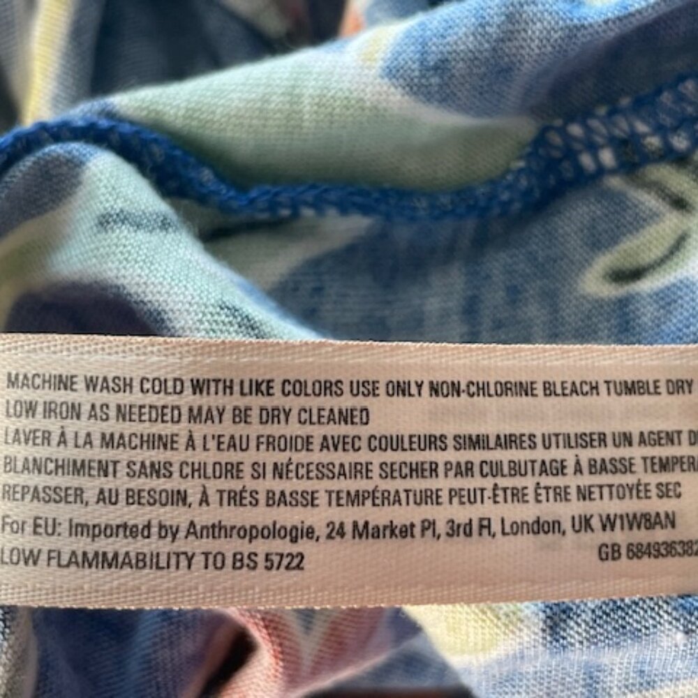 FLOREAT LOVED BY ANTHROPOLOGIE BLUE BOTANICAL PAJAMA PANTS SIZE SMALL NWT - Picture 10 of 10